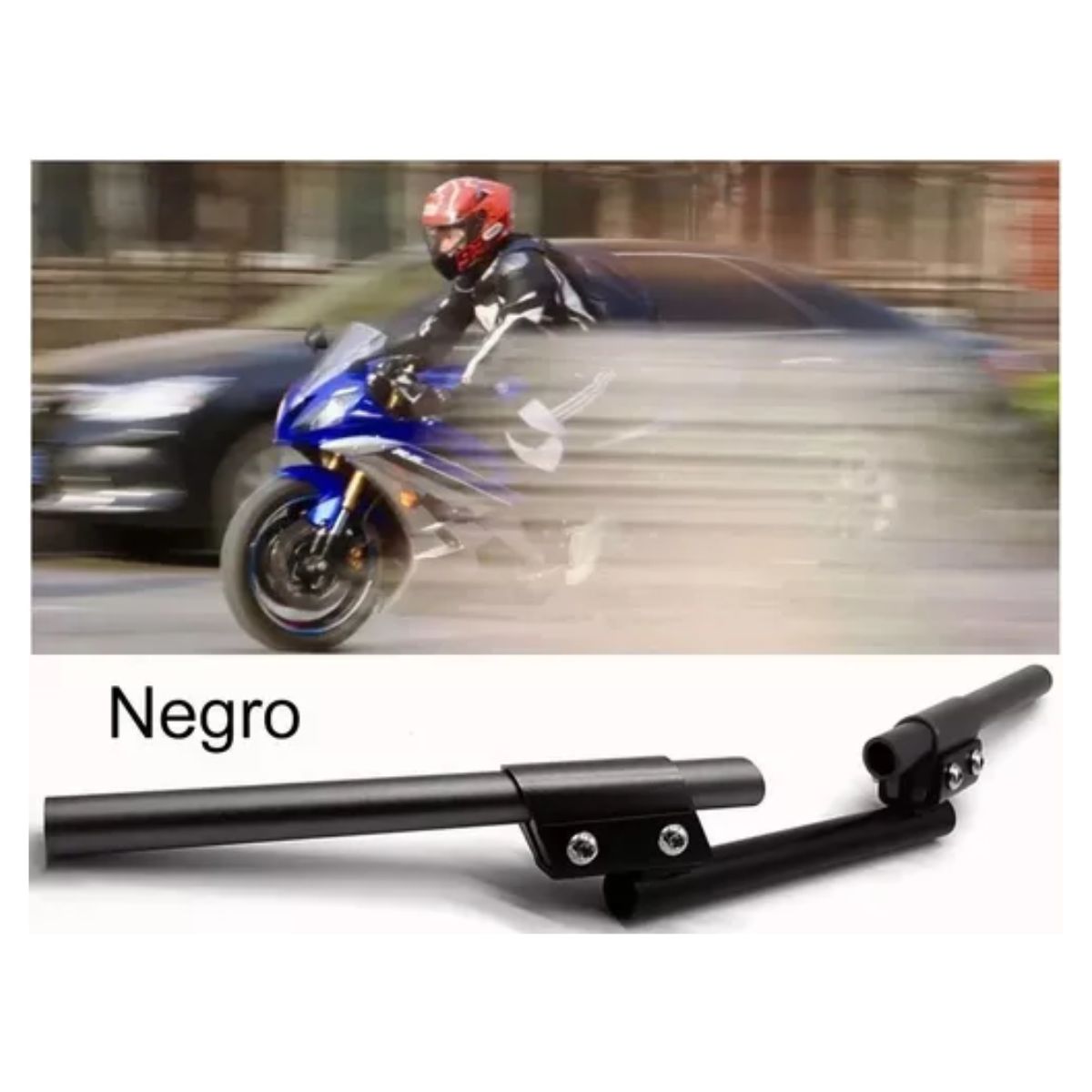 Manubrio Deportivo Moto Metalico Universal Posiciones 3 Pzs Negro