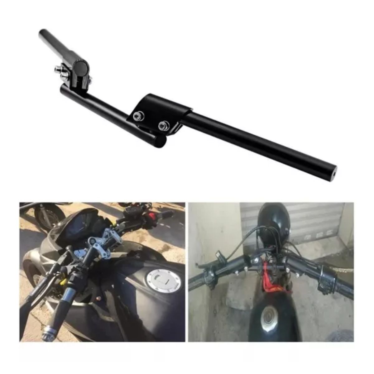 Manubrio Deportivo Moto Metalico Universal Posiciones 3 Pzs Negro