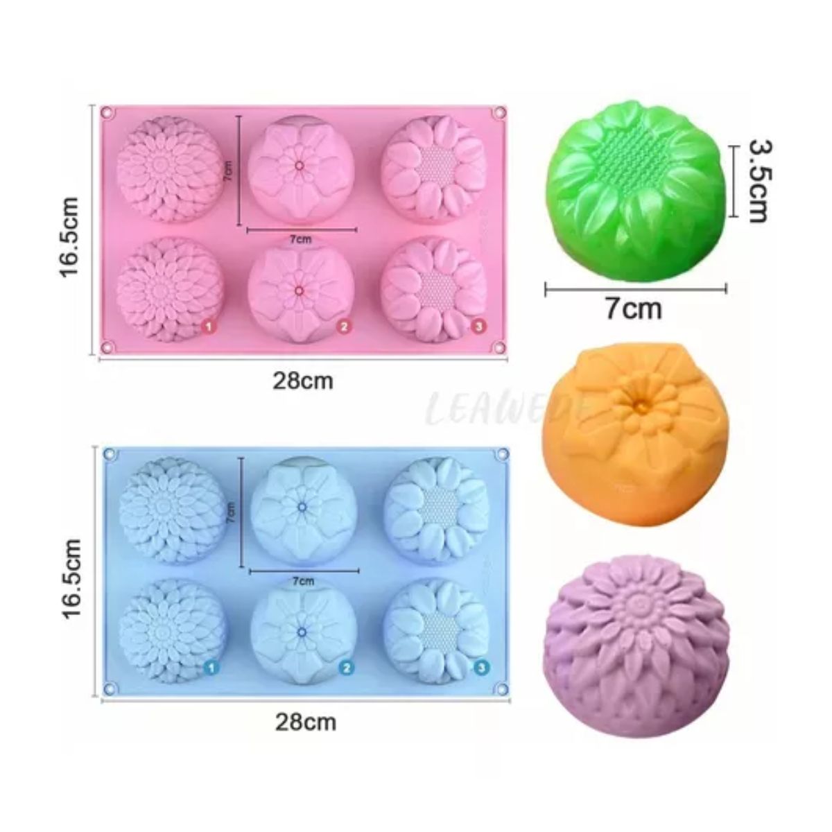 Moldes Silicon Flores Para Velas Resposteria Jabon Artesanal AZUL/ROSA