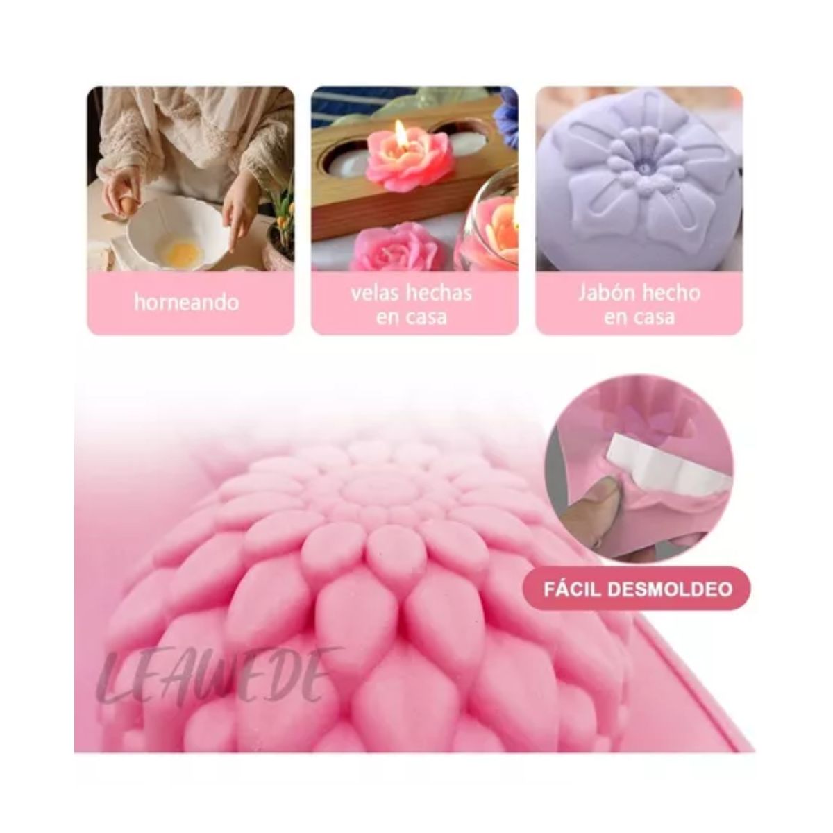 Moldes Silicon Flores Para Velas Resposteria Jabon Artesanal AZUL/ROSA