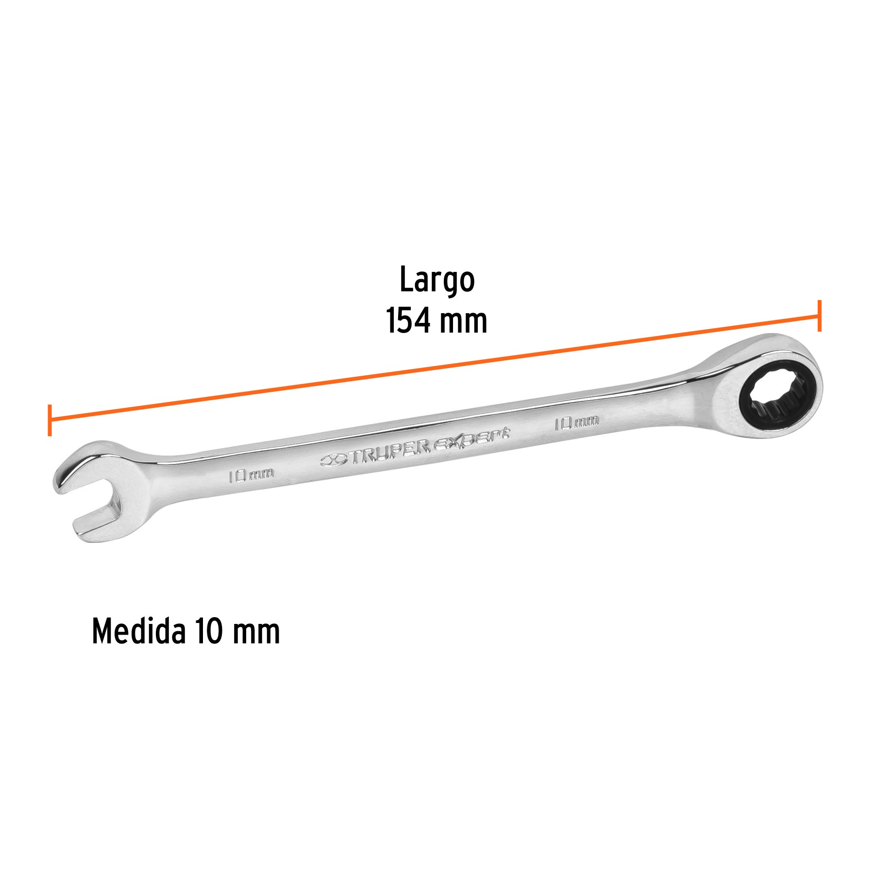 LLAVE COMBINADA CON MATRACA 10 MM X 154 MM LARGO, TRUPER EXPERT 15743