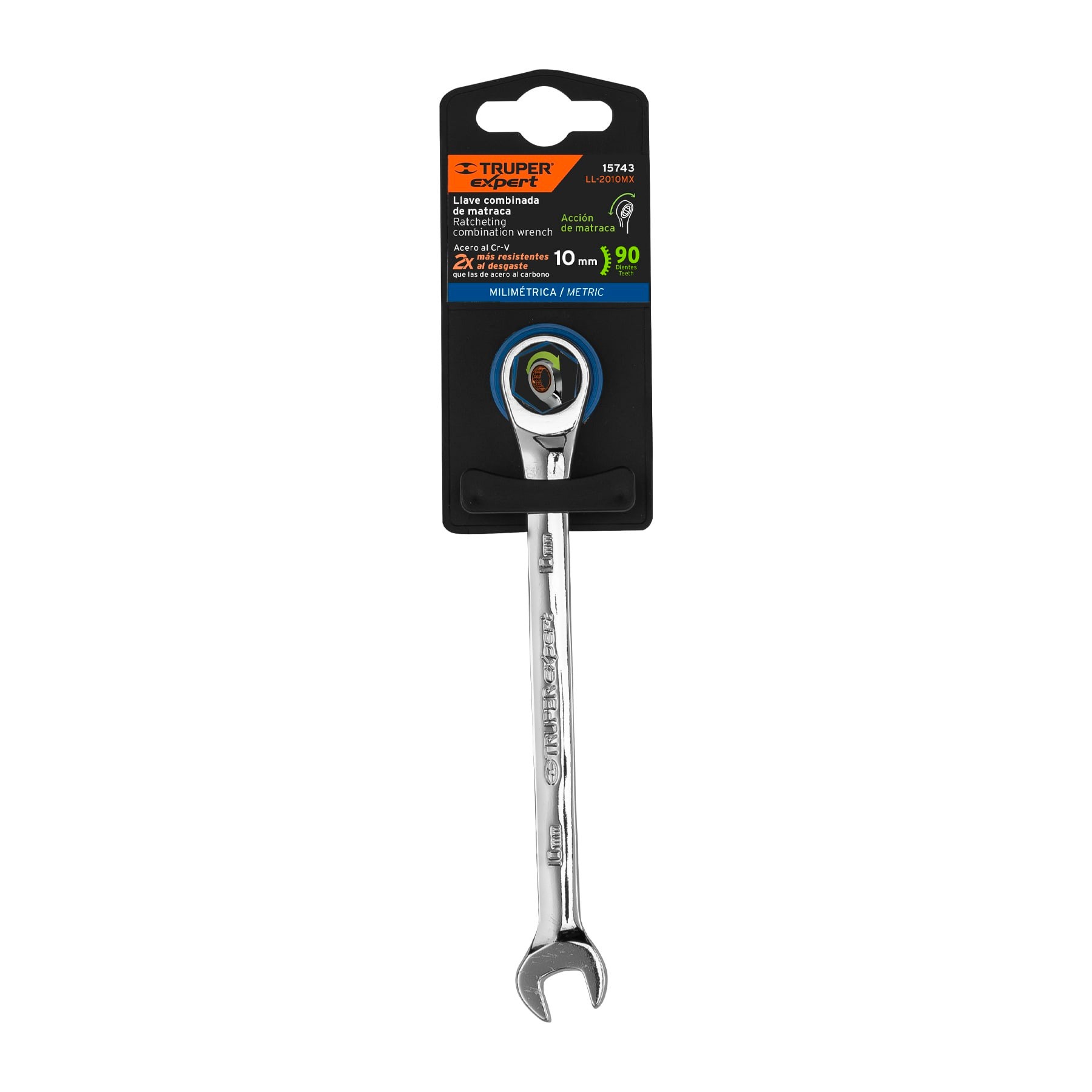 LLAVE COMBINADA CON MATRACA 10 MM X 154 MM LARGO, TRUPER EXPERT 15743