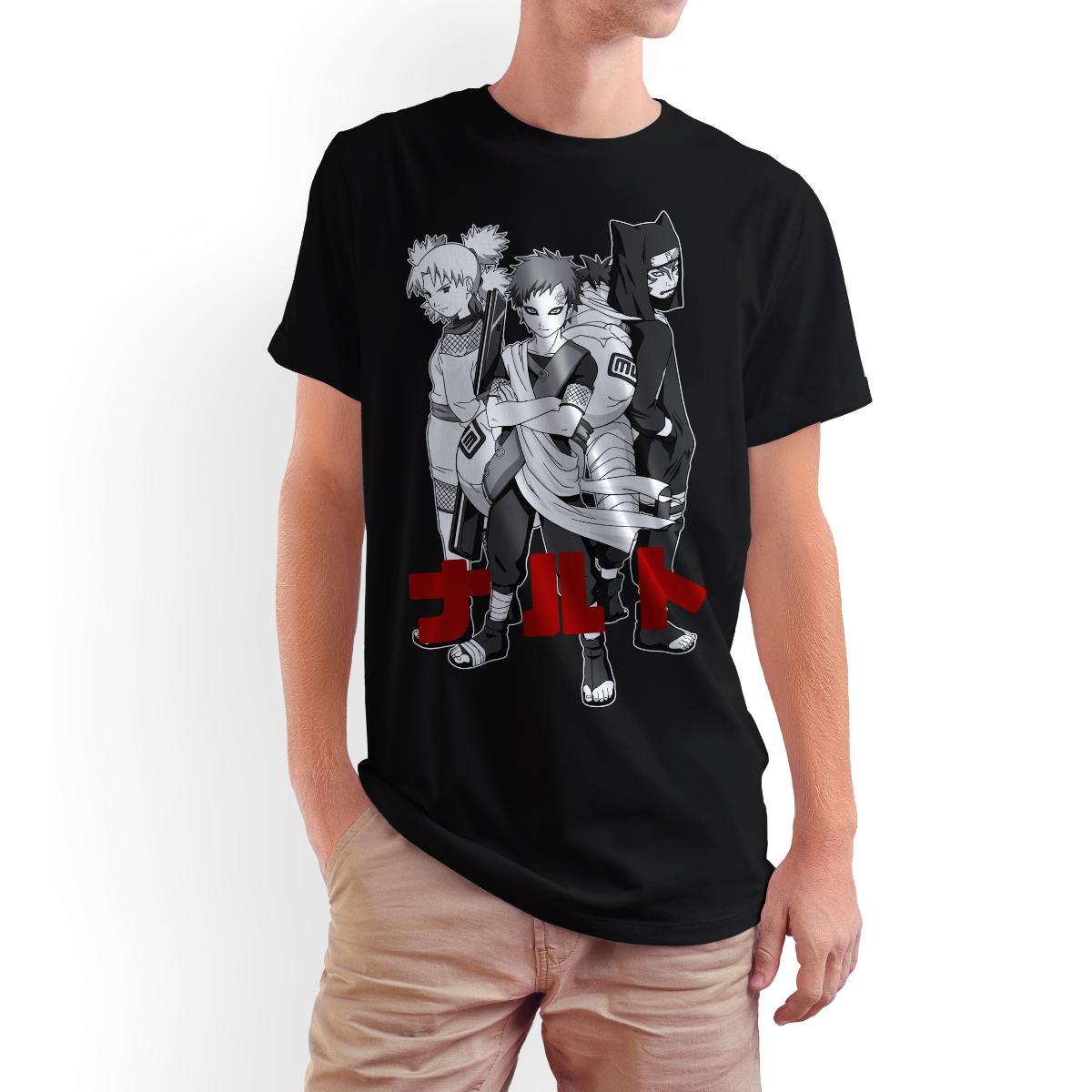 Playera para Niño de Naruto, Gaara y sus Hermanos, Negro, Talla CH