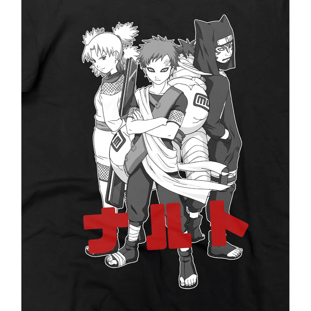 Playera para Niño de Naruto, Gaara y sus Hermanos, Negro, Talla G