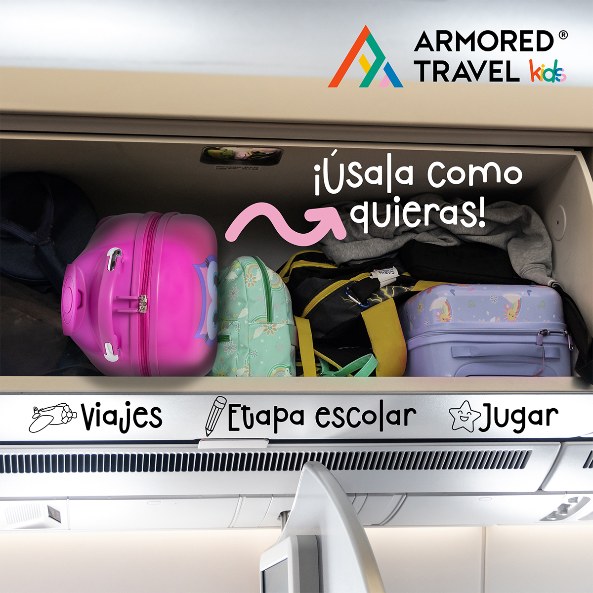 Maleta de viaje niñas niños carry-on mochila rígida infantil con ruedas 16 kínder Preescolar usos múltiples Edades 2 a 6 años Armored kids Búho
