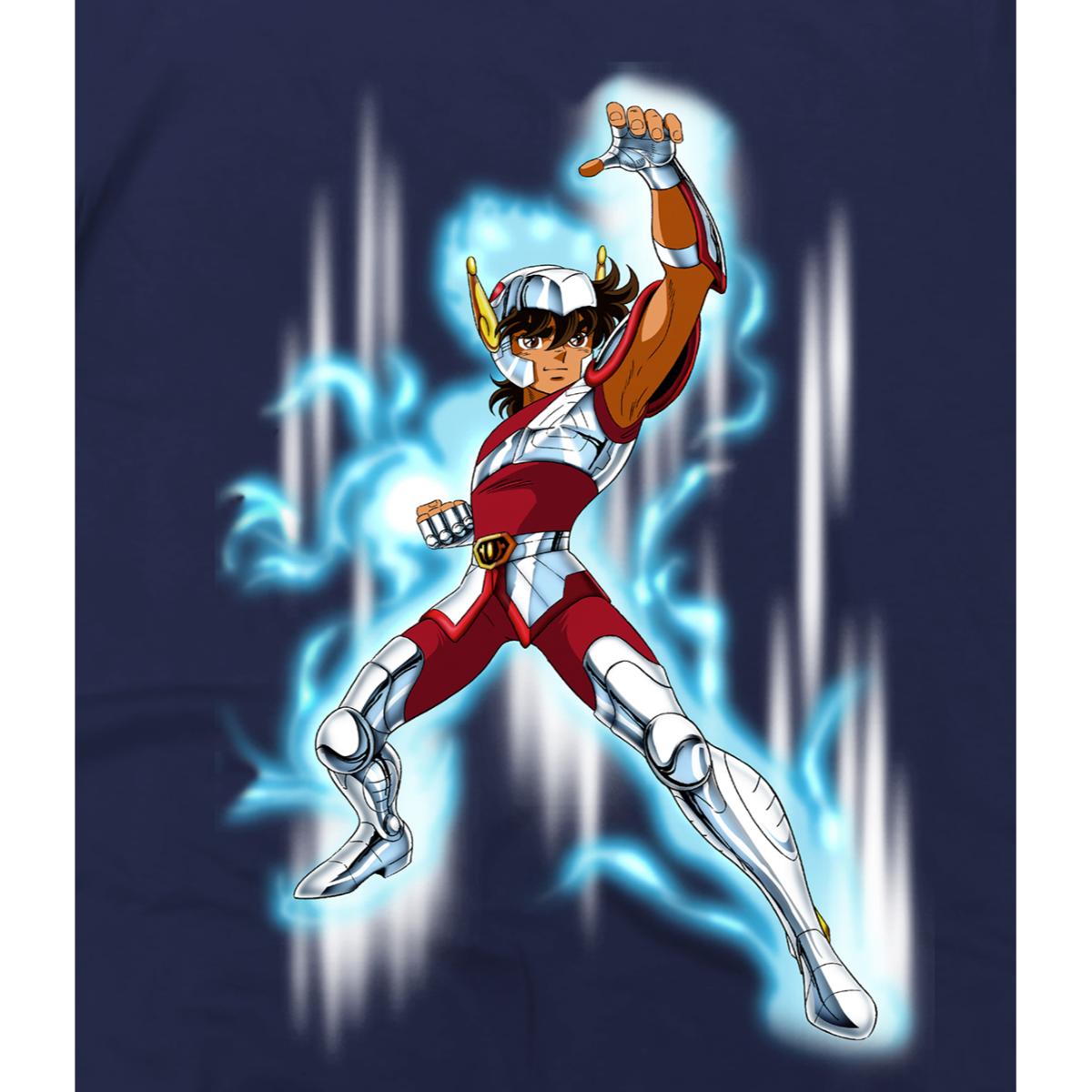 Playera para Hombre de Caballeros del Zodiaco, Seiya, Azul, Talla M
