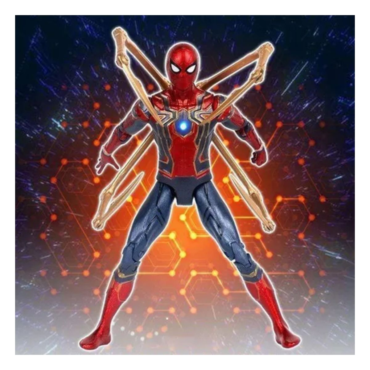Marvel Iron Spiderman Con Figura Accion Articulada Con Luz 