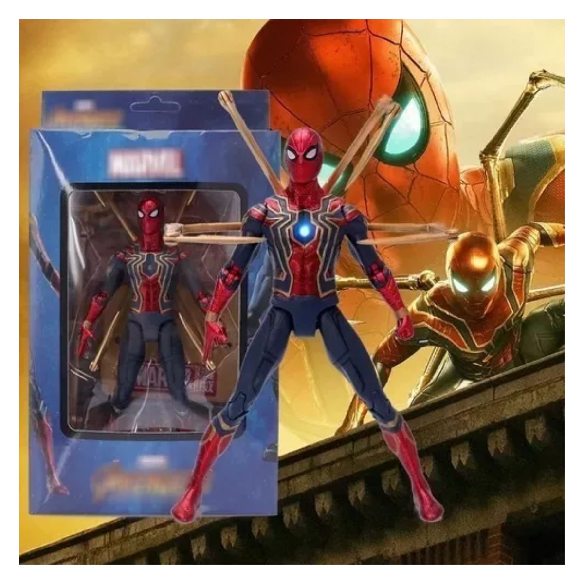 Marvel Iron Spiderman Con Figura Accion Articulada Con Luz 