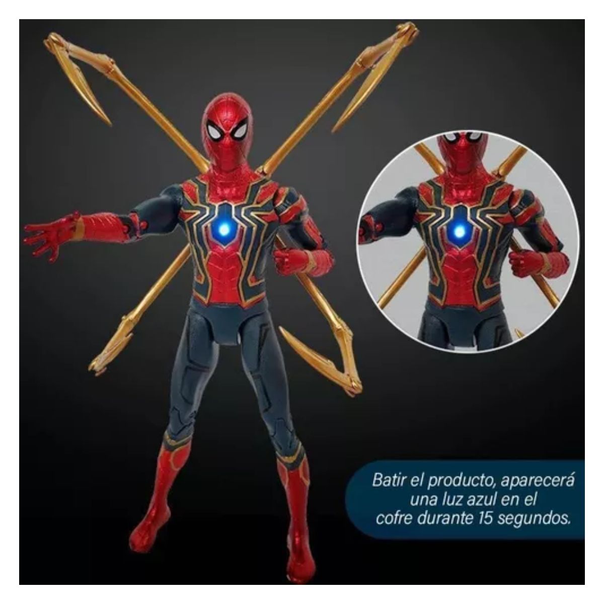 Marvel Iron Spiderman Con Figura Accion Articulada Con Luz 