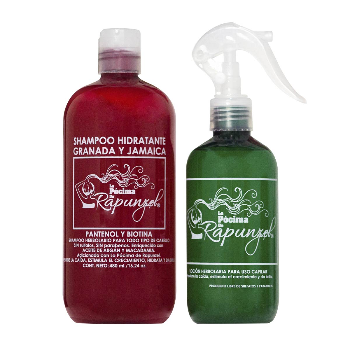 La pócima de Rapunzel Kit Shampoo Hidratante Shampoo 480ml y spray 250ml