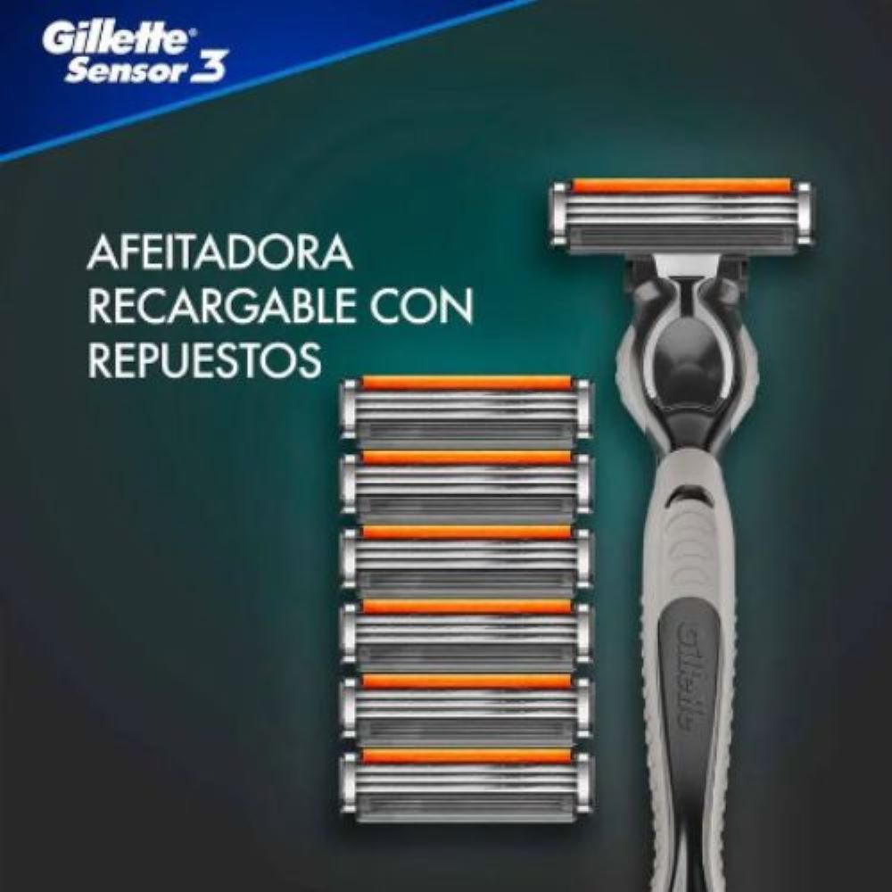 Máquina De Afeitar Gillette Sensor3 Con 1 Máquina + 4 Cartuchos PACK 3 PZ
