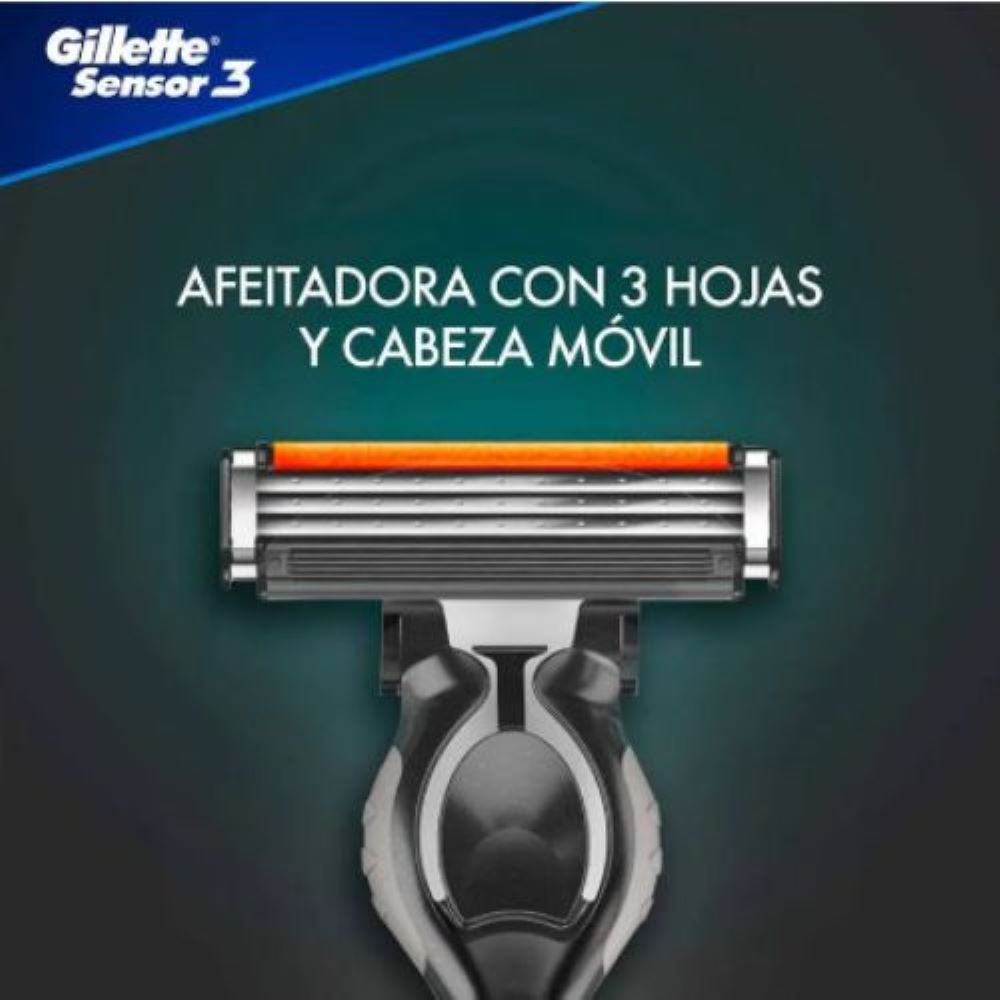 Máquina De Afeitar Gillette Sensor3 Con 1 Máquina + 4 Cartuchos PACK 3 PZ
