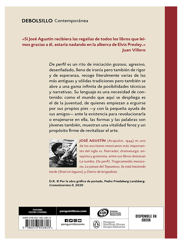 Libro De perfil Autor José Agustín.