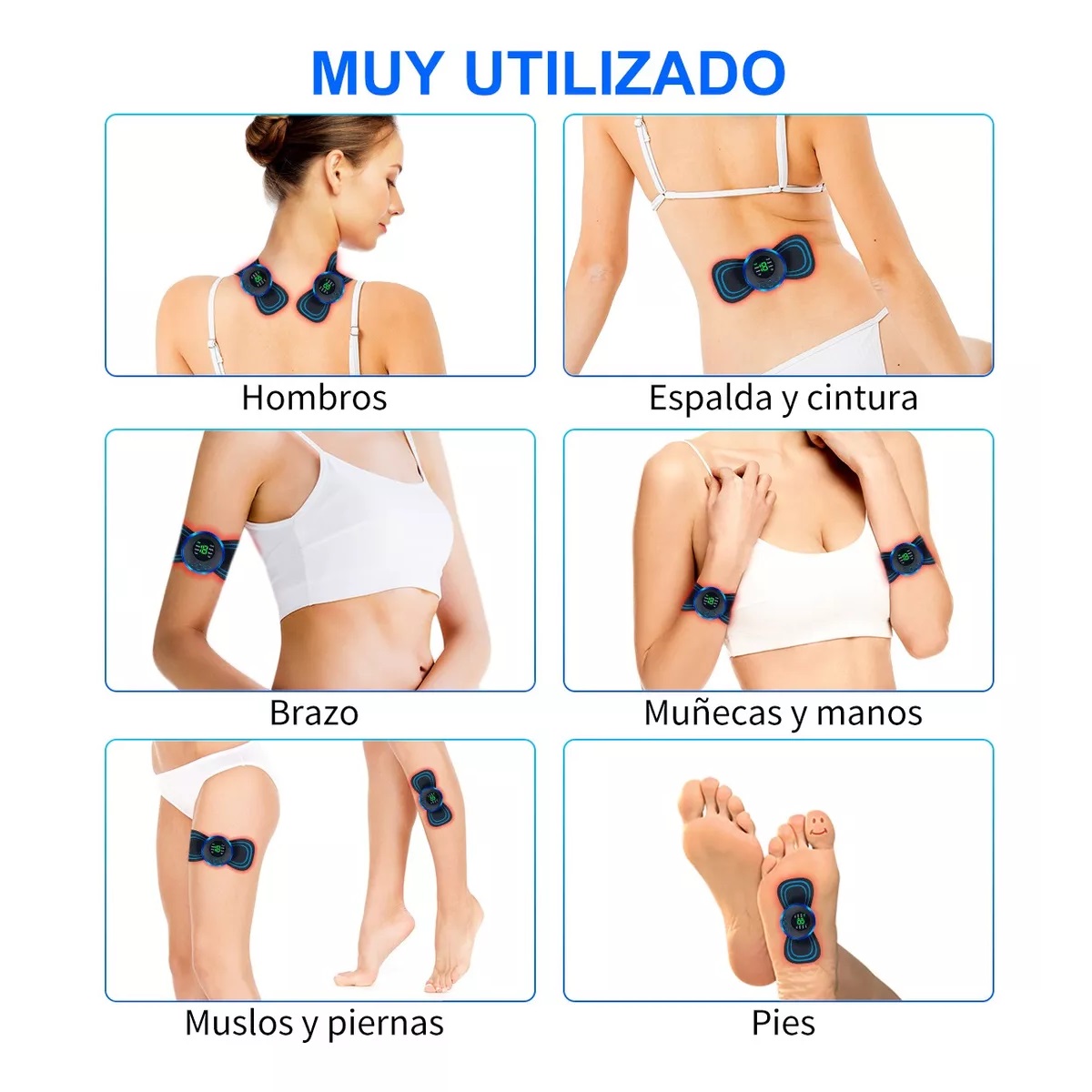 Set 3 Mini Masajeador Eléctrico Corporal Portátil Con 3 Parches