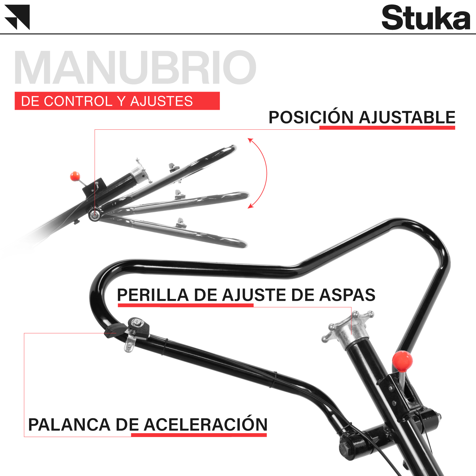 Stuka LEIPZIG | Allanadora de concreto | Rojo/Negro | 7 HP | 4 Cuchillas | Control de profundidad