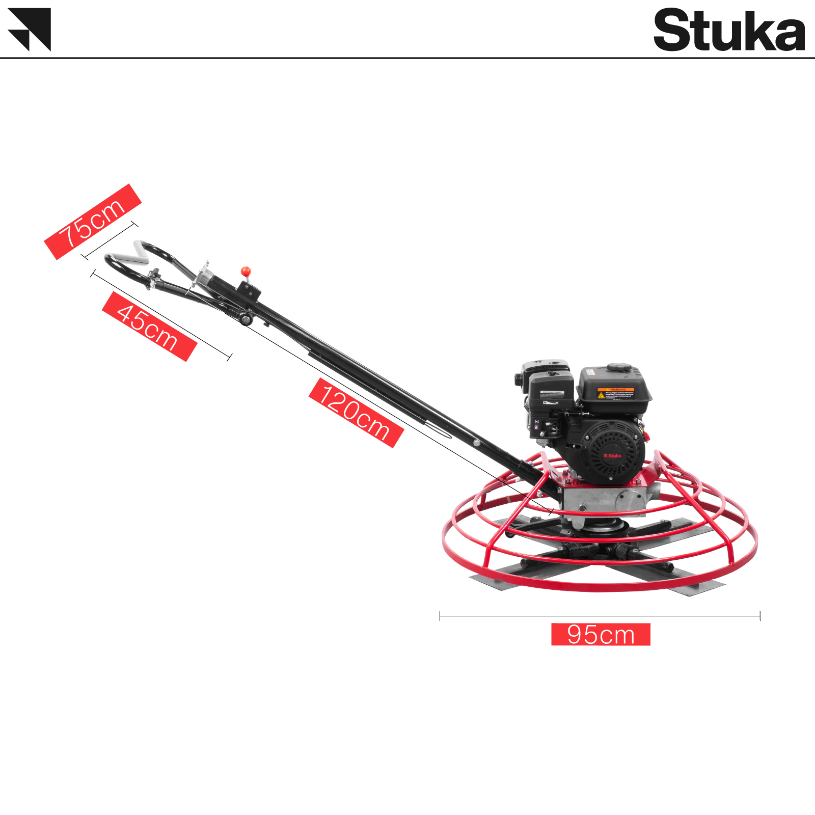 Stuka LEIPZIG | Allanadora de concreto | Rojo/Negro | 7 HP | 4 Cuchillas | Control de profundidad