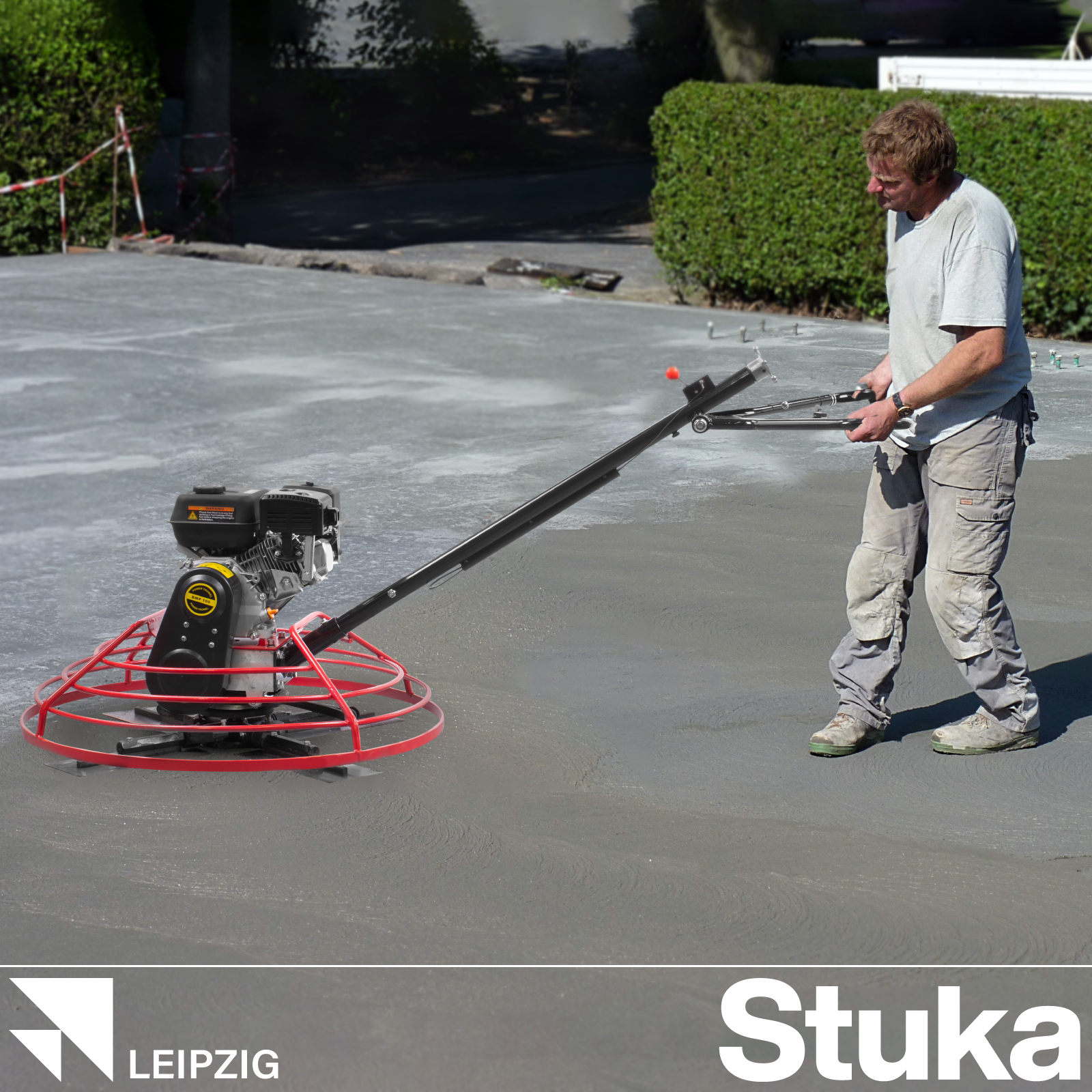 Stuka LEIPZIG | Allanadora de concreto | Rojo/Negro | 7 HP | 4 Cuchillas | Control de profundidad