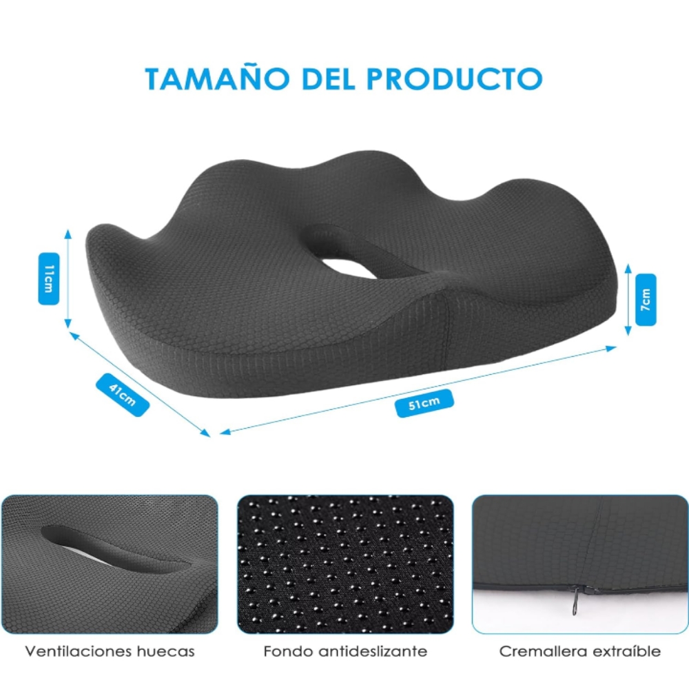 Cojín lumbar ortopedico coxis ciática postura 