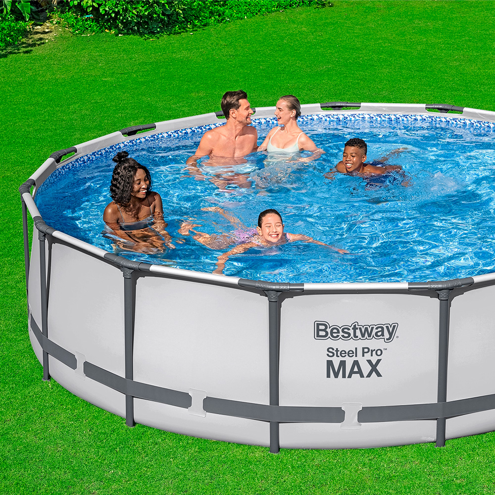 Alberca Estructural Redonda 457 Cm Con Bomba Gris Bestway