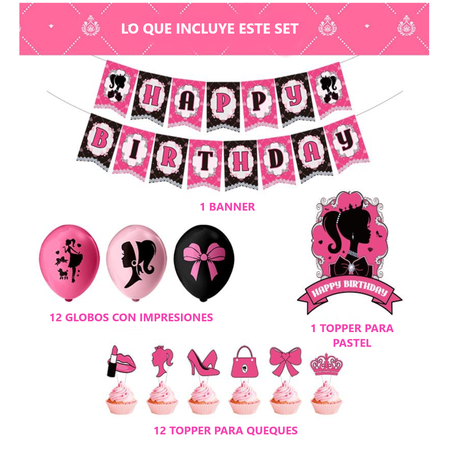 Globos Cumpleaños Decoración Alusivo De Barbie Kit Fiesta