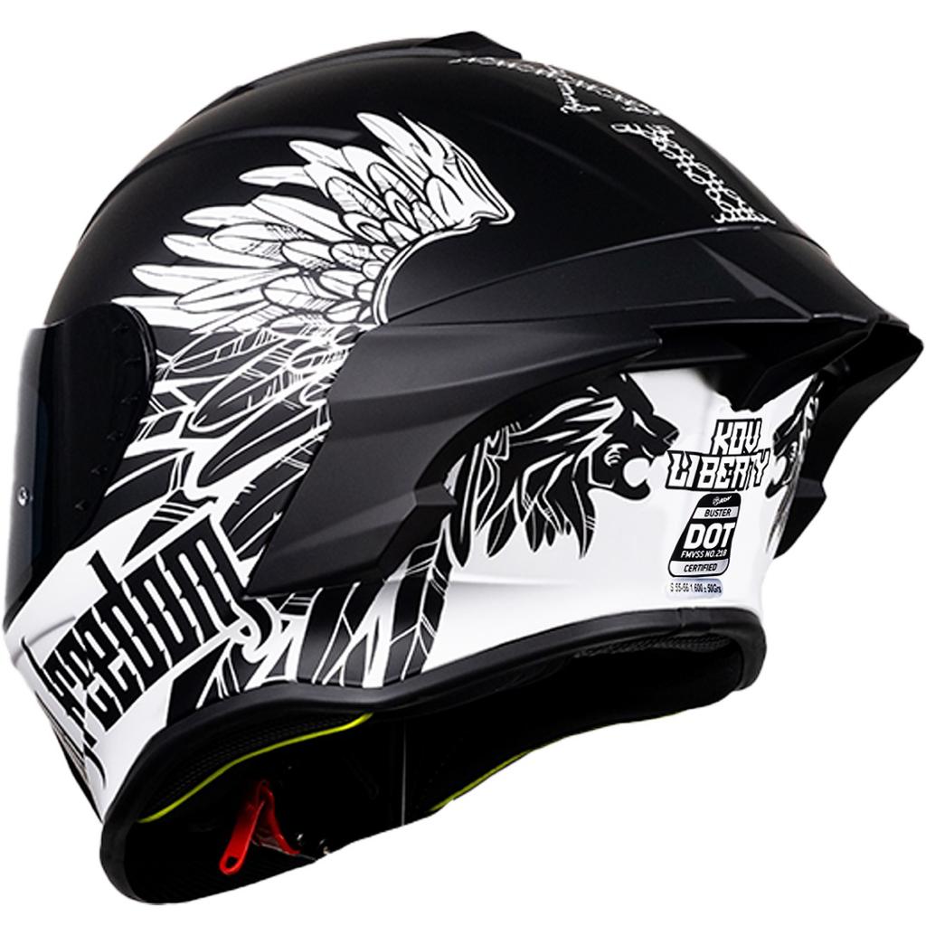 CASCO KOV BUSTER LIBERTY NEGRO/BLANCO DEPORTIVO AERODINAMICO CERTIFICADO DOT 