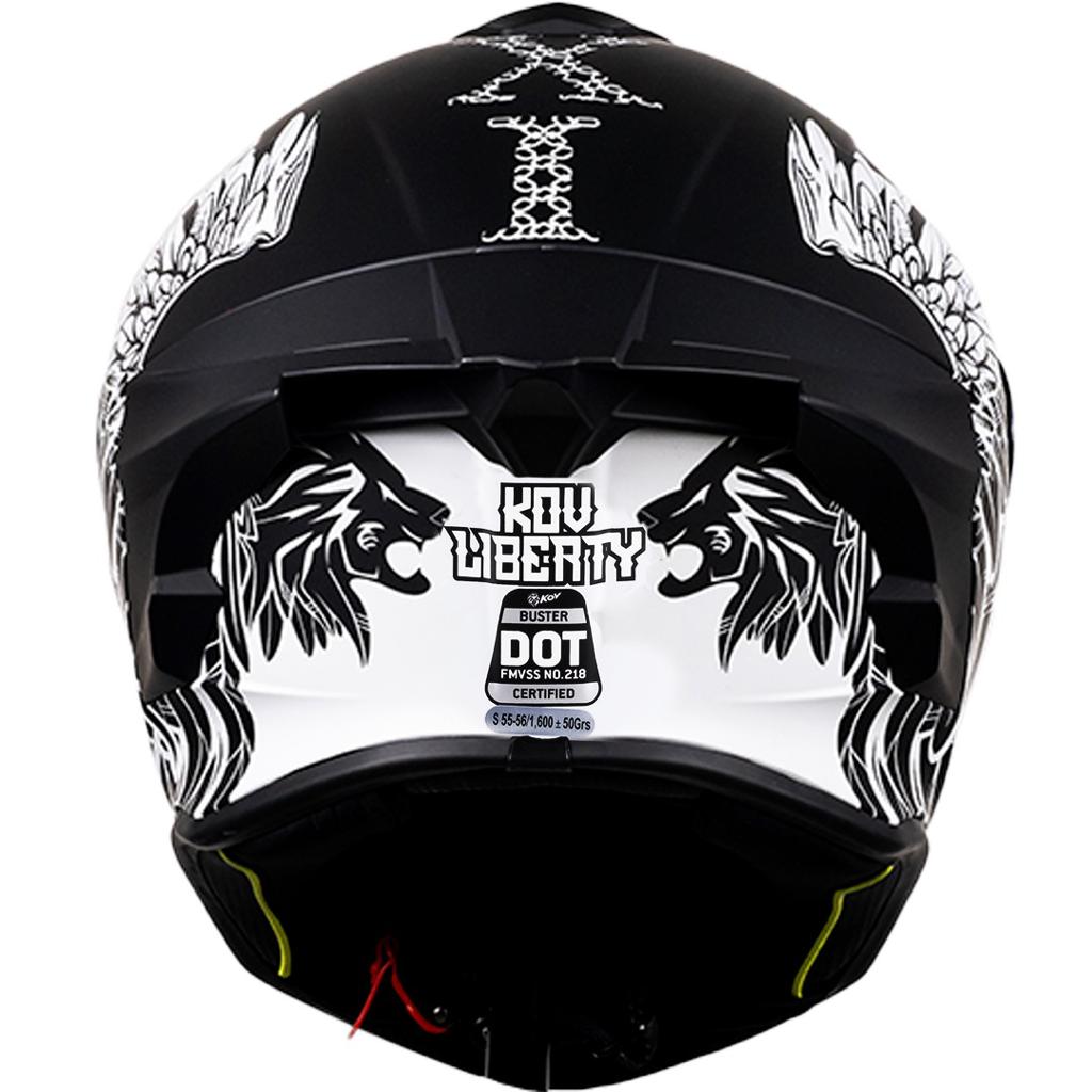 CASCO KOV BUSTER LIBERTY NEGRO/BLANCO DEPORTIVO AERODINAMICO CERTIFICADO DOT 