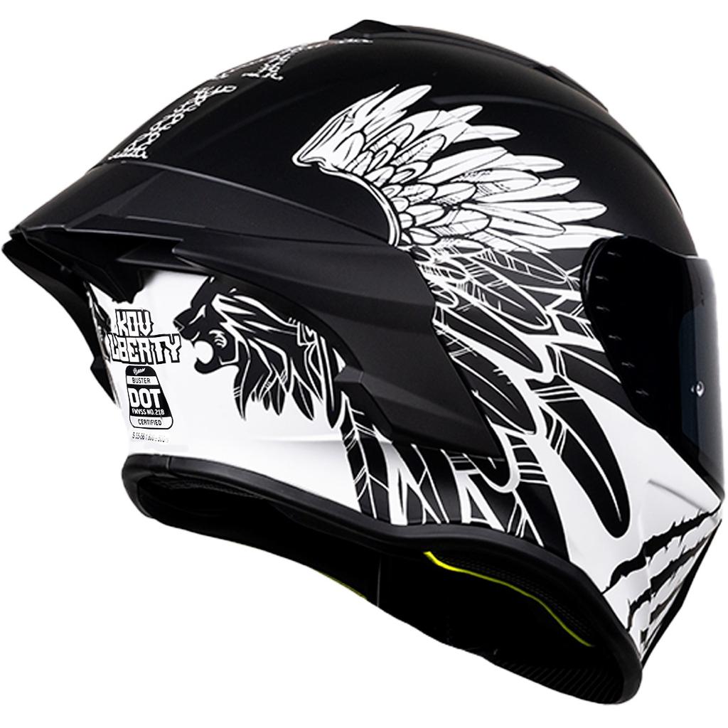 CASCO KOV BUSTER LIBERTY NEGRO/BLANCO DEPORTIVO AERODINAMICO CERTIFICADO DOT 