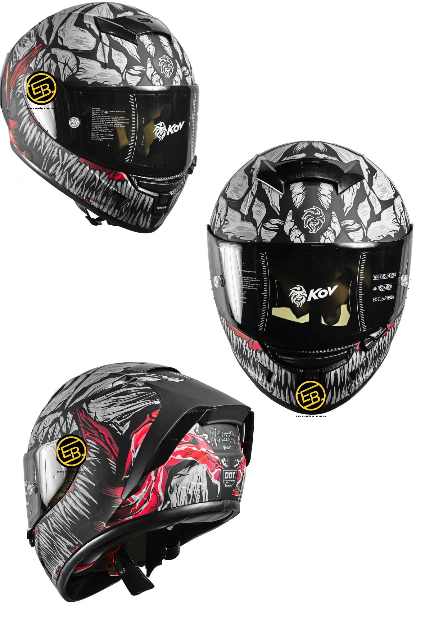 CASCO CERRADO KOV AIRCUT CARNIVOR NEGRO MOTO