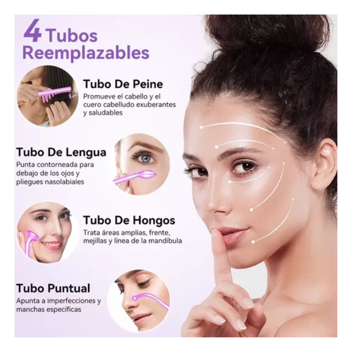 Alta Frecuencia Facial, Máquina Terapia Piel Dispositivo Blanco/Rosa 