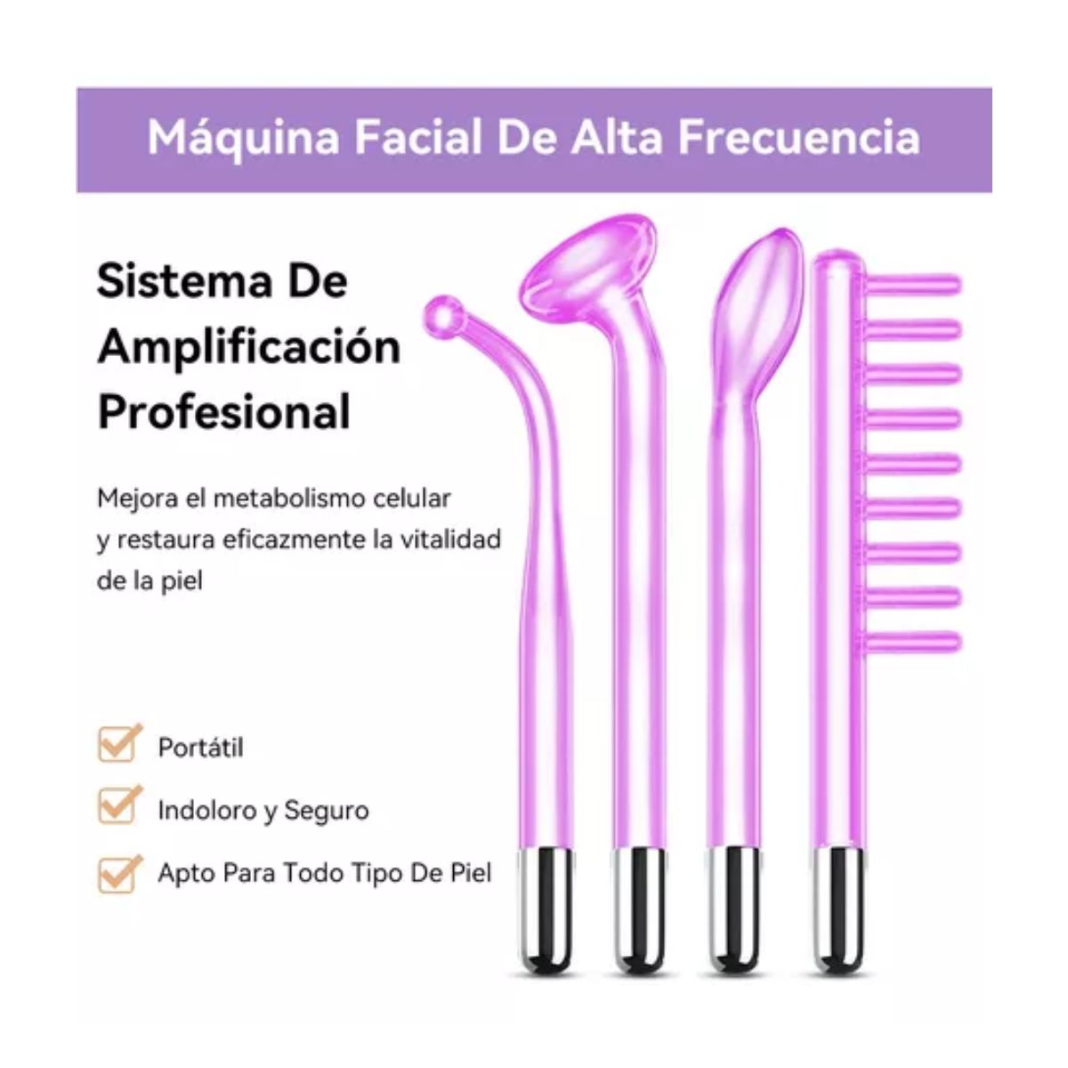 Alta Frecuencia Facial, Máquina Terapia Piel Dispositivo Blanco/Rosa 