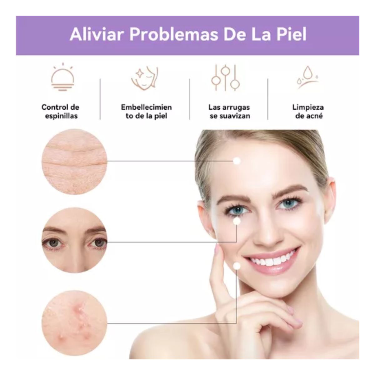 Alta Frecuencia Facial, Máquina Terapia Piel Dispositivo Blanco/Rosa 