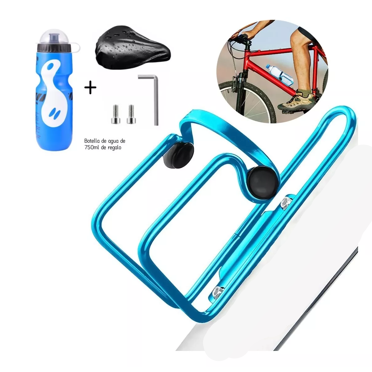 Set 5pcs Porta Anfora Bicicleta Portabidón Soporte Agua Botellas Azul