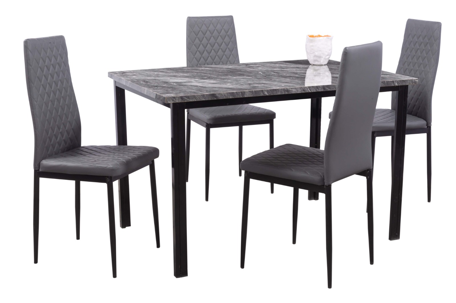 Comedor Tunez Gris 4 Sillas Tubular Negro.