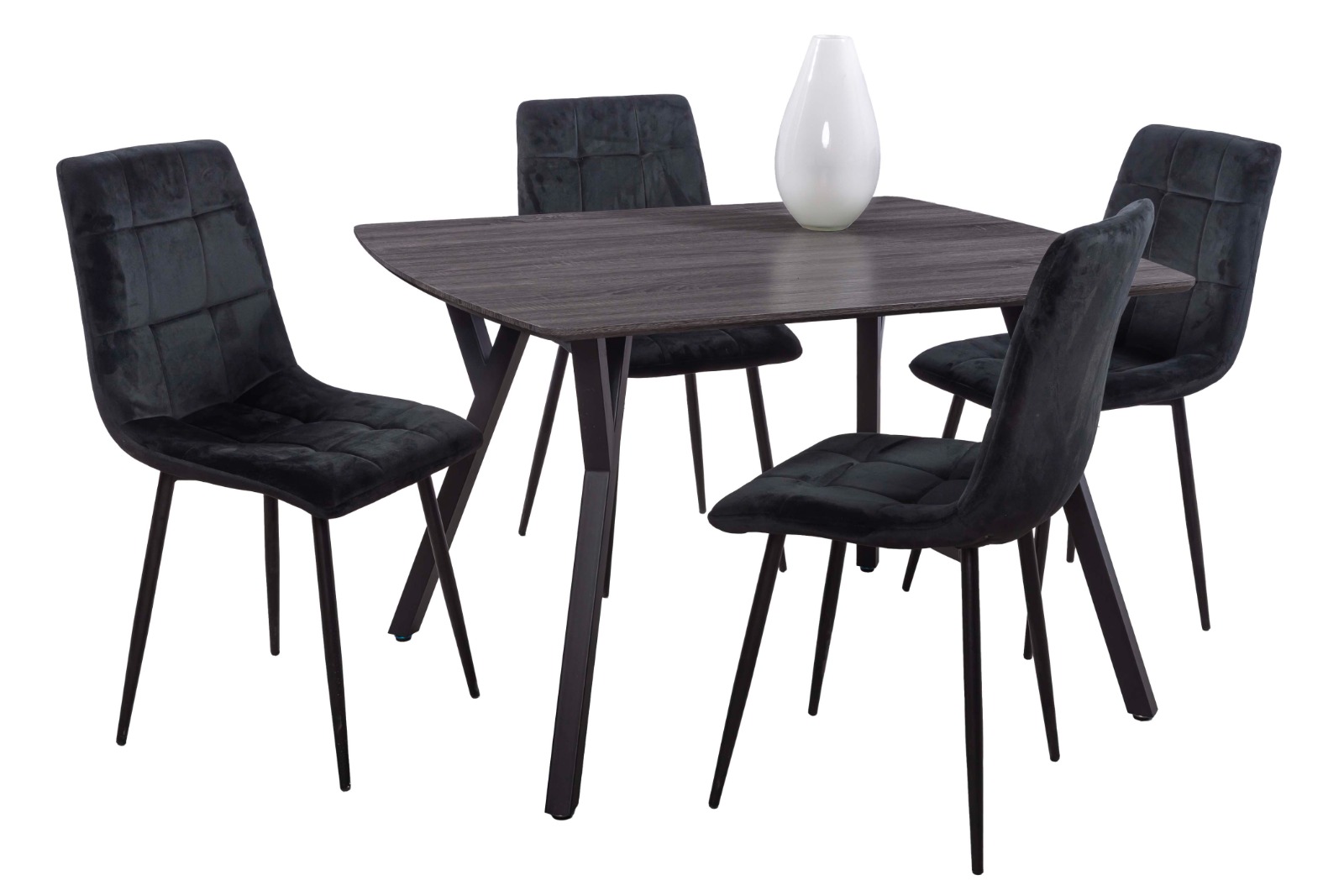 Comedor Novo 4 Negro Sillas Tubular.