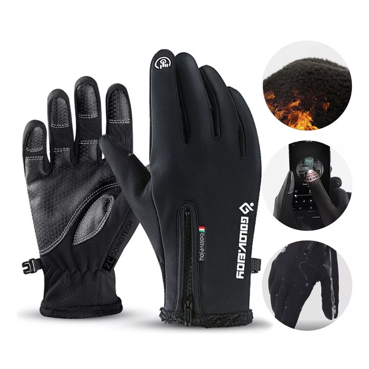 Guantes Térmicos Impermeables Invierno Touch Para Moto/bici M Negro