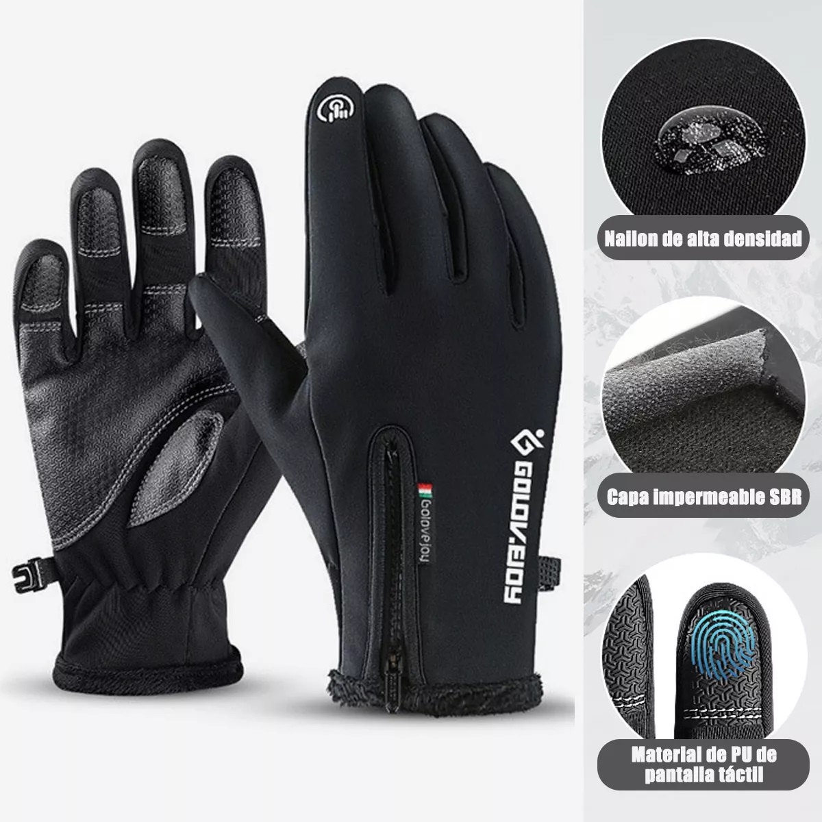 Guantes Térmicos Impermeables Invierno Touch Para Moto/bici M Negro