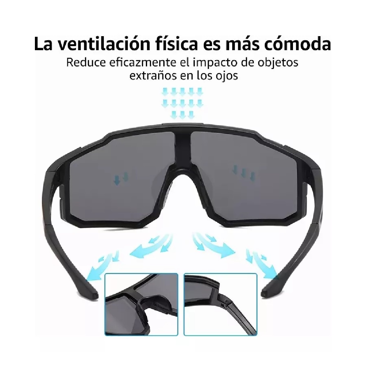 Lentes Deportivos Hombre Gran Marco De Las Gafas De Sol Negro