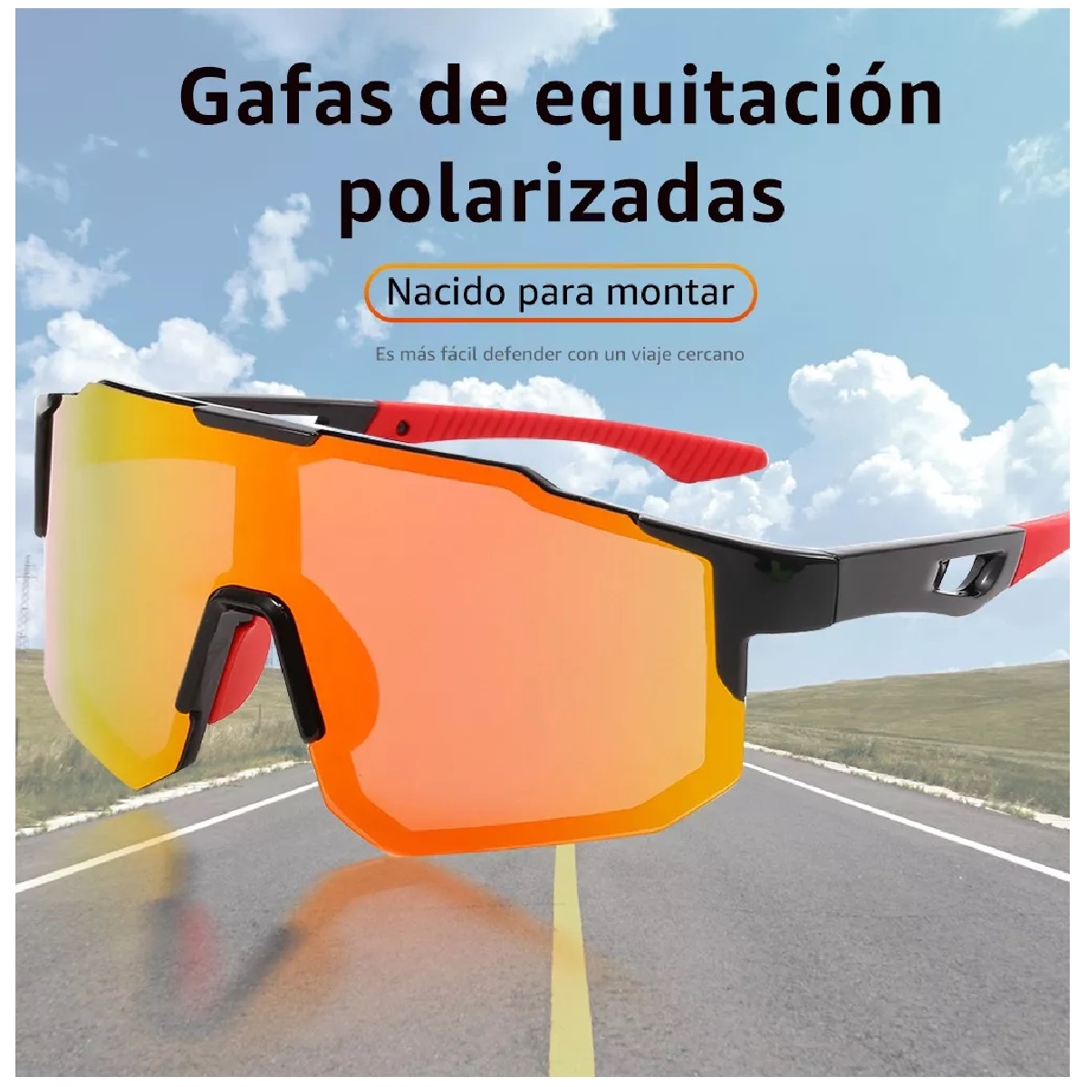 Lentes Deportivos Hombre Gran Marco De Las Gafas De Sol Rojo