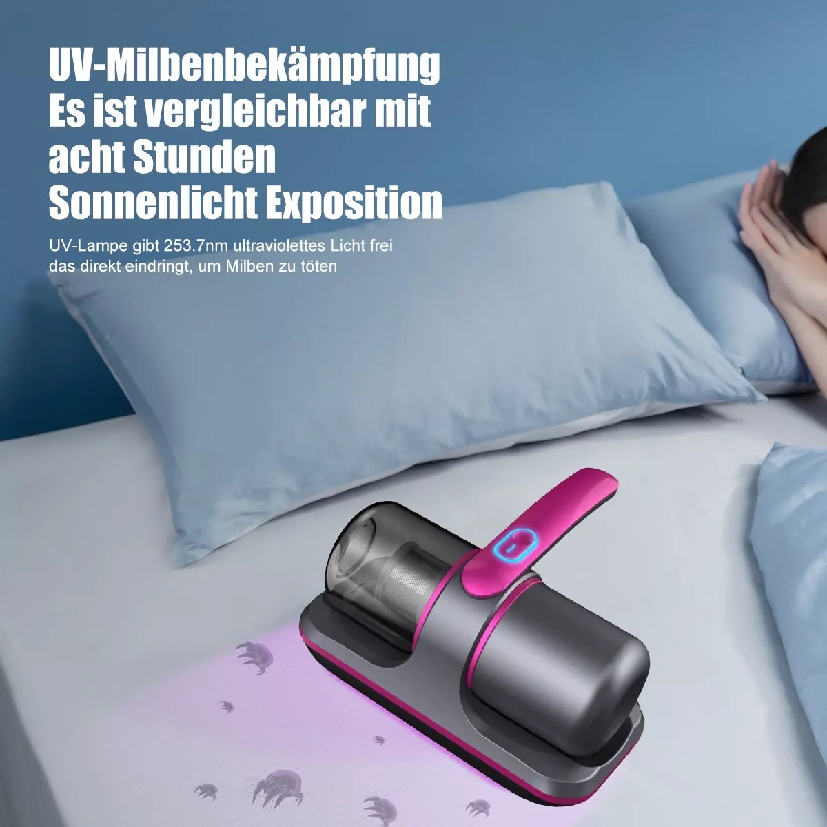 Aspirador Cama 8000pa Luz Uv Desinfectante Eliminación Ácaro