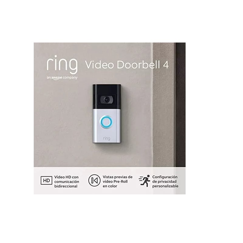 Ring Timbre Inteligente Video Doorbell 4 HD Wi-Fi Niquel Satinado.