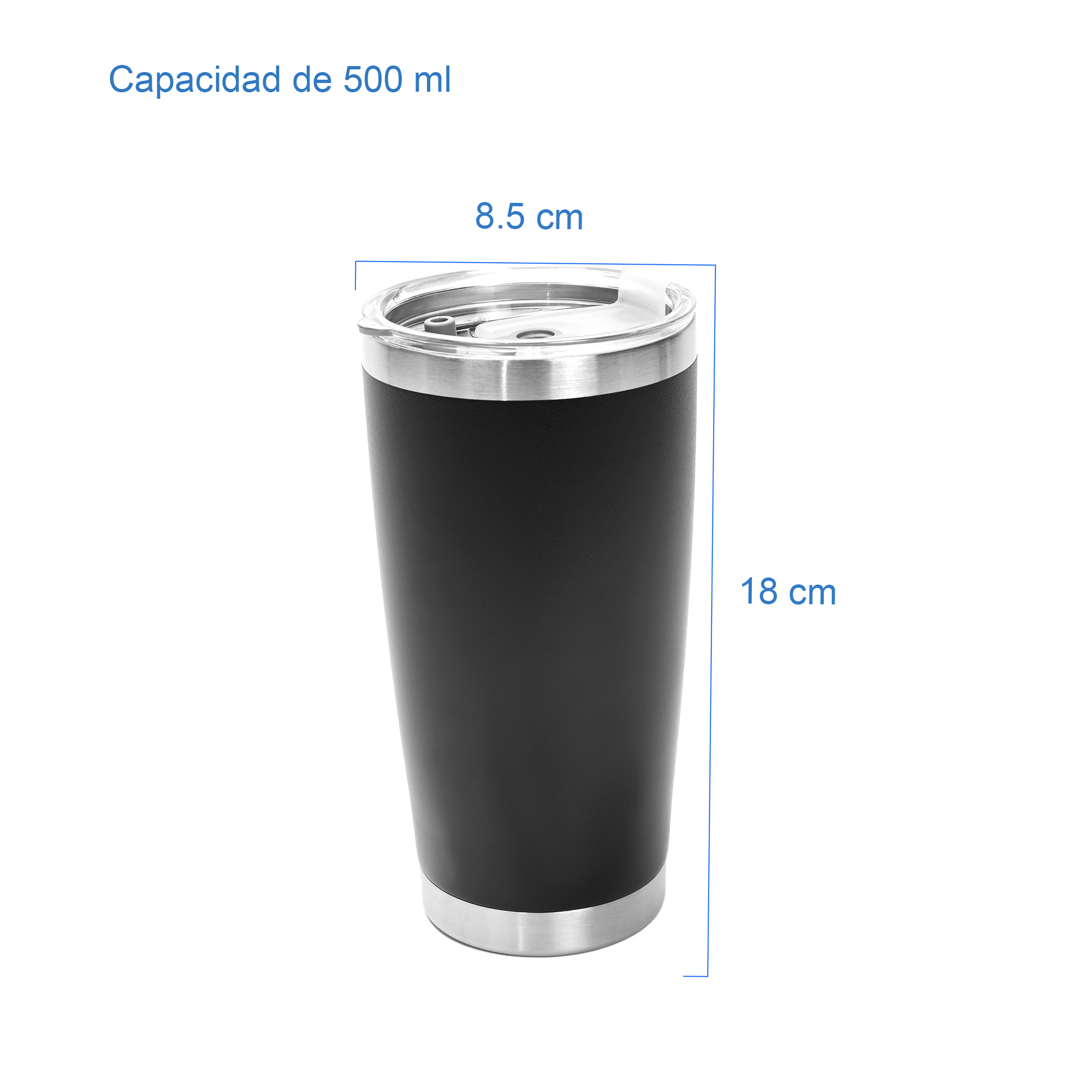 Vaso Térmico con 2 Popotes en Acero Inoxidable, Vaso para Bebidas Frías o Calientes y Tapa con Soporte para Popote
