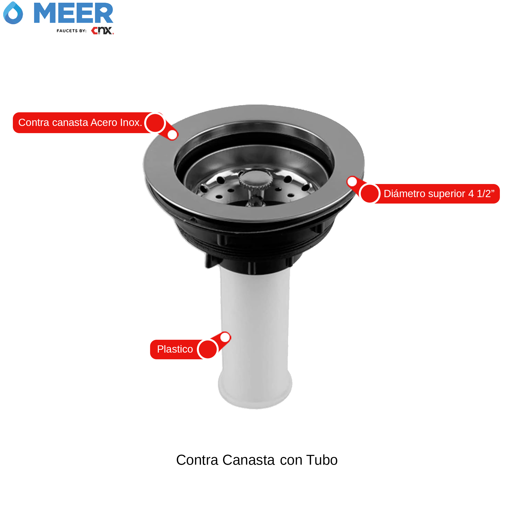 CNX Kit de Instalación de fregadero (para Tarja de una Tina), Incluye 2x Mangueras, 2x Válvulas ángulares, 1x Media Trampa con salida flexible, 1x Empaque, 1x Cinta de Teflón
