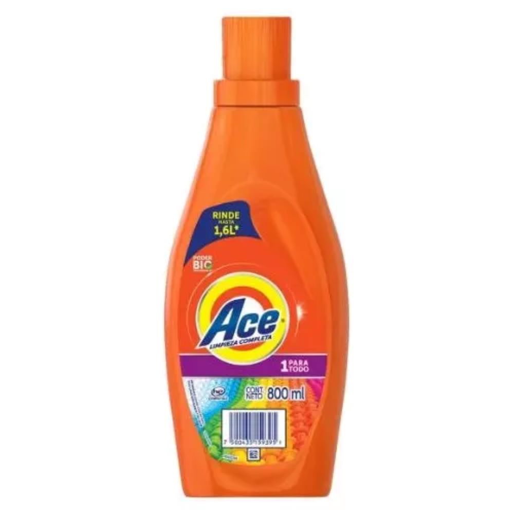 Jabón Para Ropa Ace Limpieza Completa De 800ml Pack 5 Pz