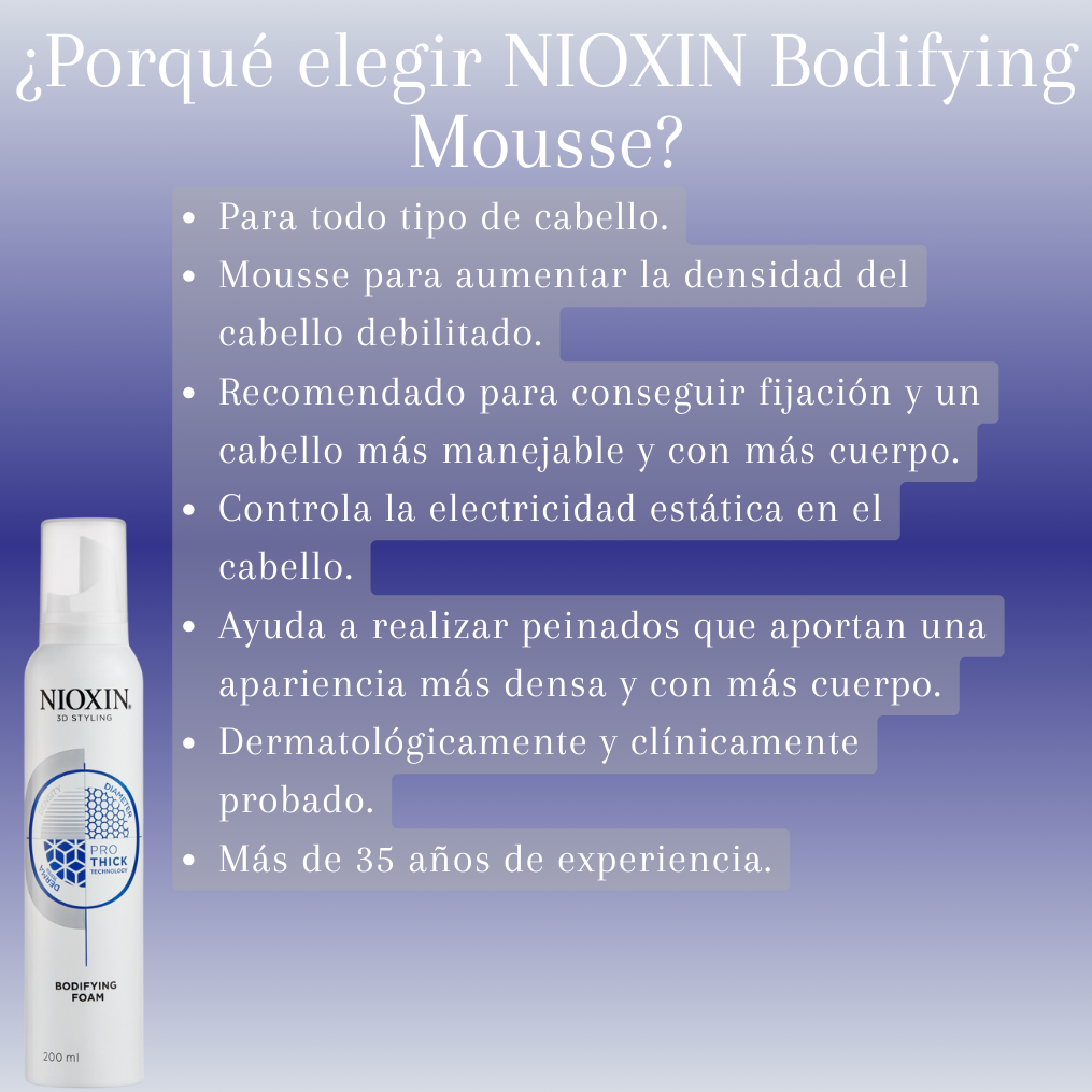 Nioxin Bodifying Foam Mousse Para Cabello Fijación Ligera 200ml.