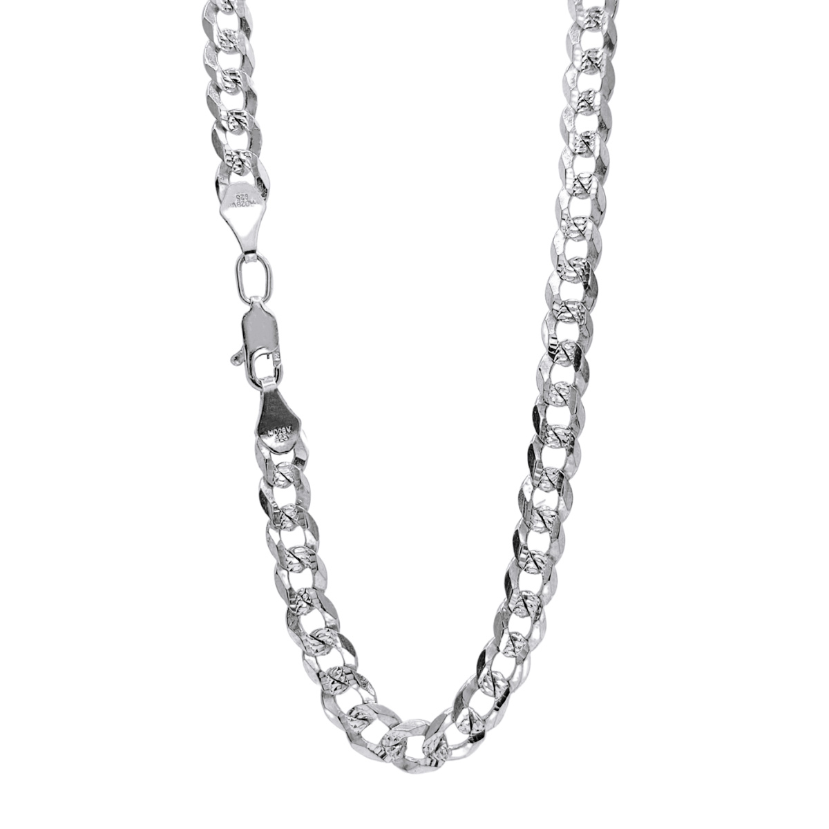 Cadena de plata para hombre cubana barbada con corte de diamante y doble vista, Incluye certificado