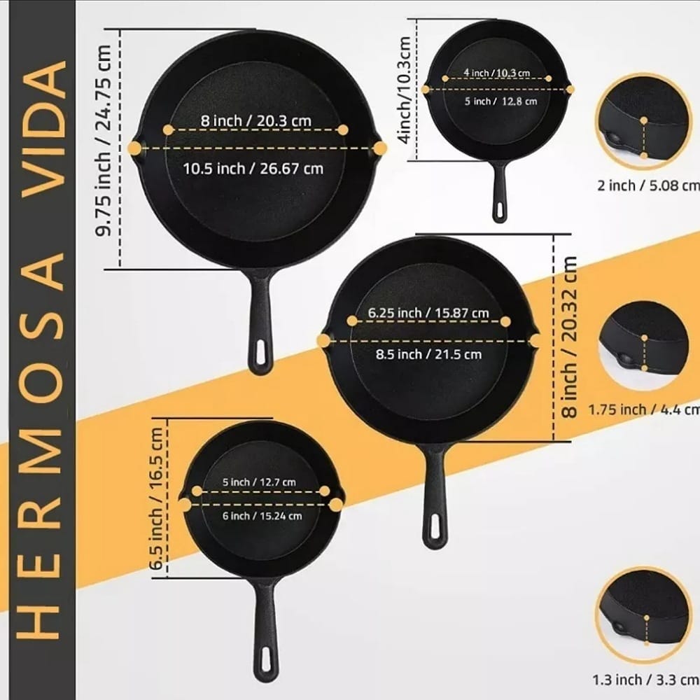 4pcs Sartenes De Hierro Fundido Skillet Set De Sartenes