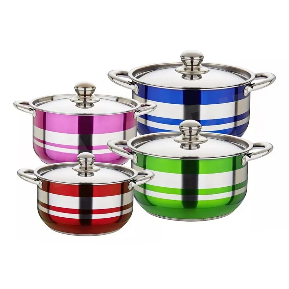 4pcs Bateria De Cocina 304 Acero Inoxidable Ollas Sin Humo