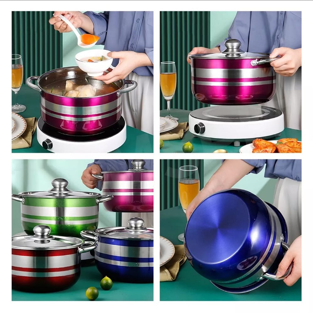 4pcs Bateria De Cocina 304 Acero Inoxidable Ollas Sin Humo