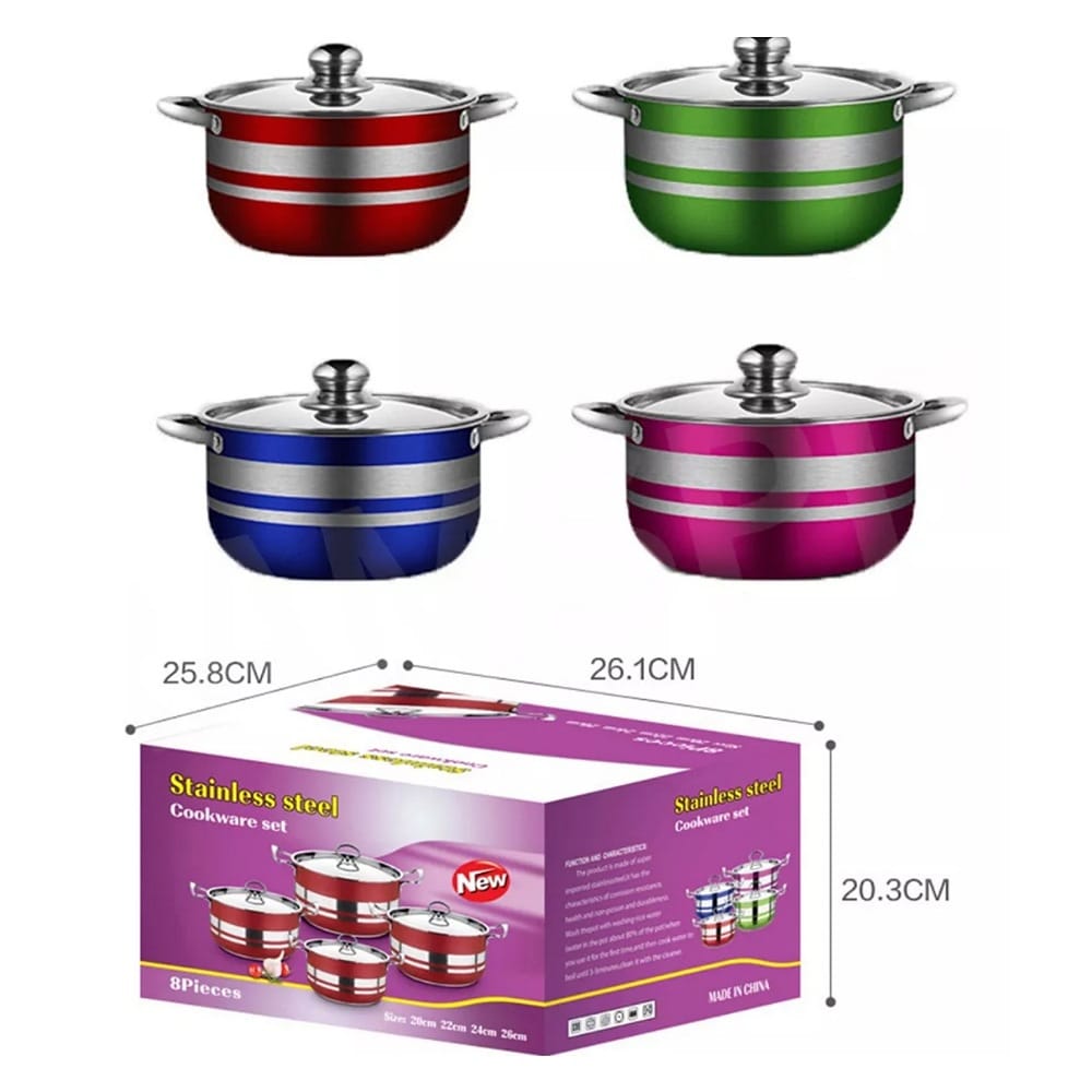 4pcs Bateria De Cocina 304 Acero Inoxidable Ollas Sin Humo