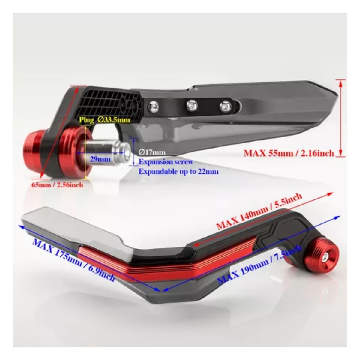 Cubre Puños Hand Guard Alma Metalica Italika Ns Yamaha Ktm Rojo